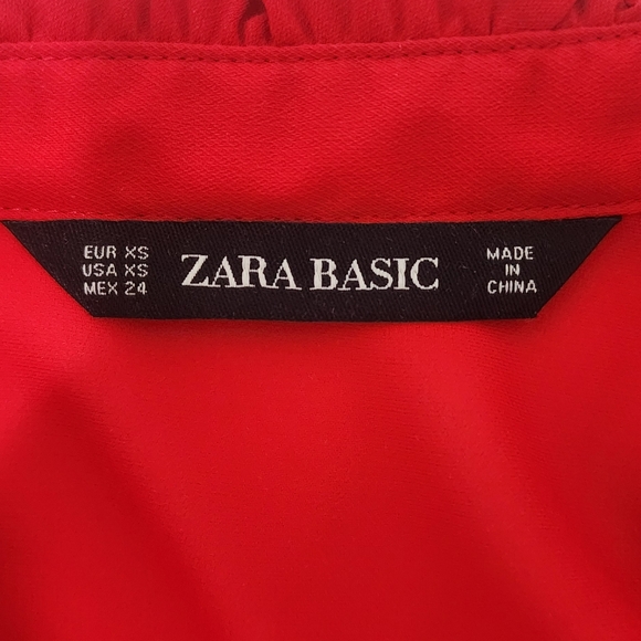 Zara Red Ruffle Blouse (Size XS) - Picture 2 of 3